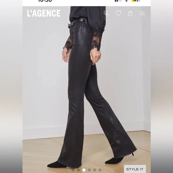 L'AGENCE Midnight Black Flare Pants - Picture 3 of 9